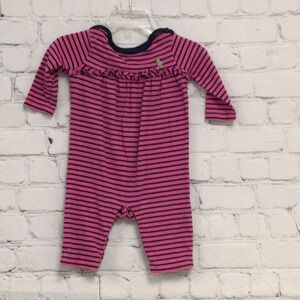 Ralph Lauren Long Sleeve Stripe Romper 3M